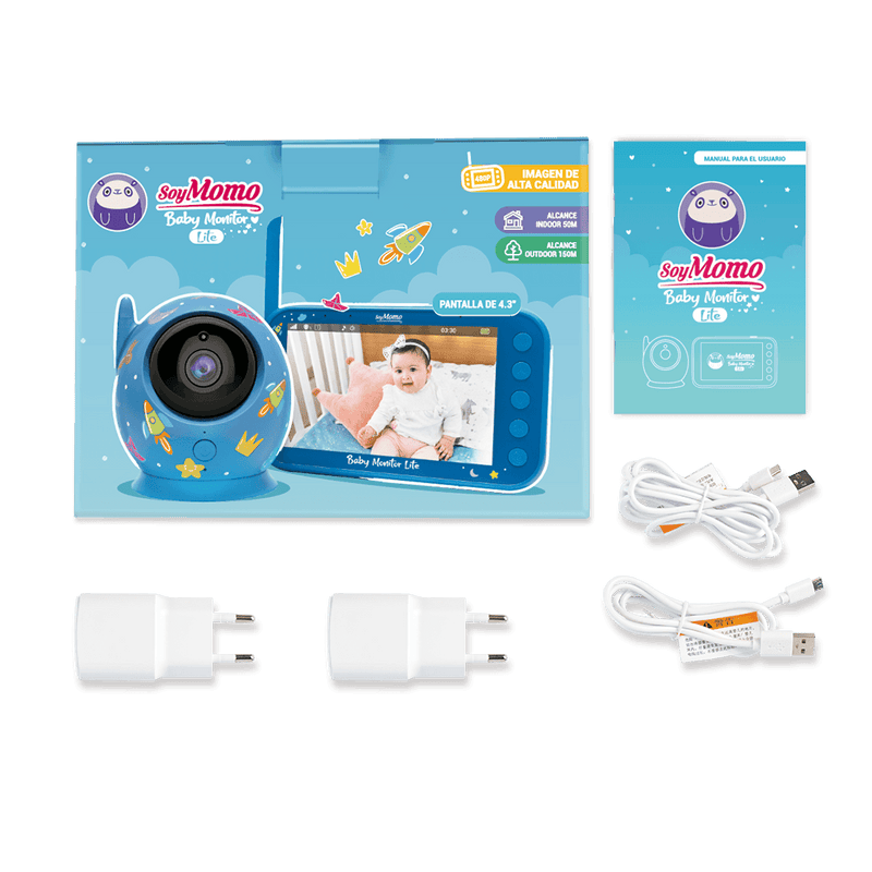 Baby Monitor Lite Azul - Pantalla 4,3, SoyMomo - KIDSCLUB Tienda ONLINE