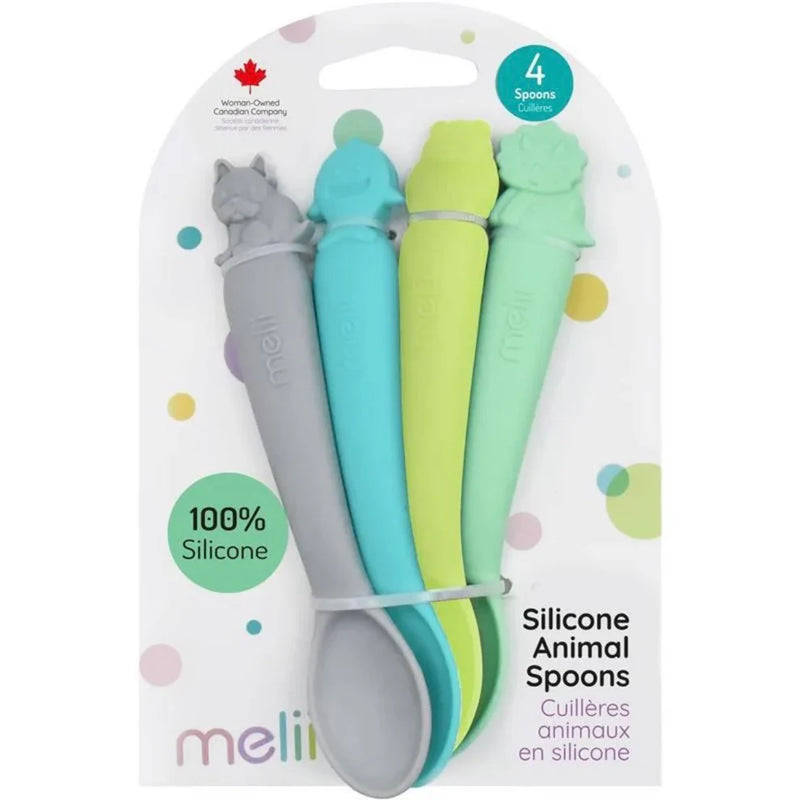 Pack de 4 cucharas de silicona azul / menta / gris / verde - Melii