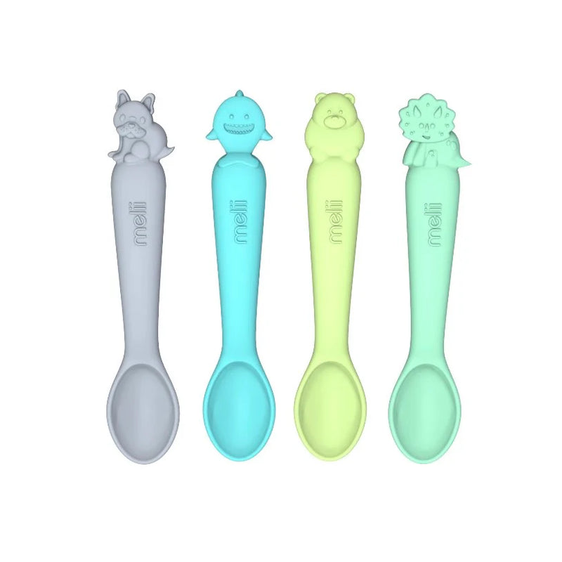 Pack de 4 cucharas de silicona azul / menta / gris / verde - Melii