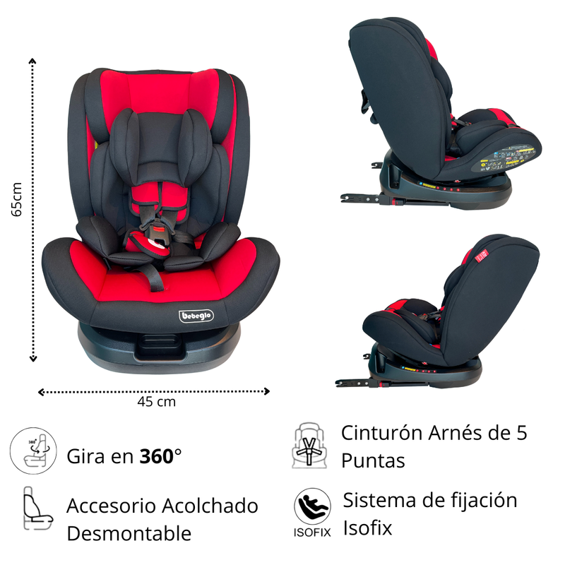 Silla De Auto Multi Etapa Isofix Bebeglo RS-3840-3 Rojo