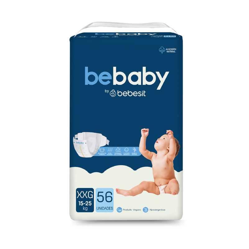 Pañales BeBaby Premium XXG 56u Hipoalergénico, Bebesit