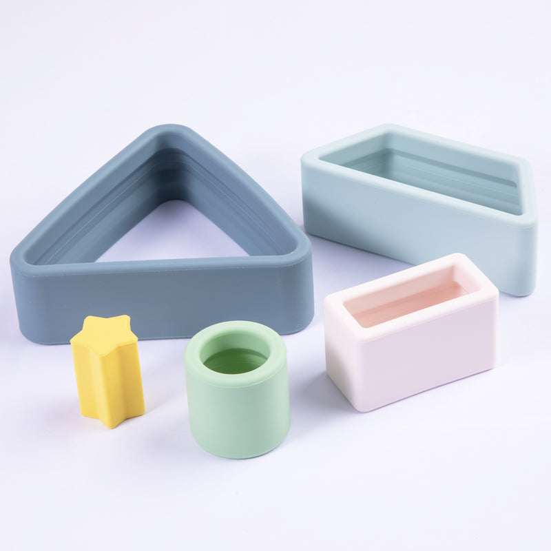 Juguete Montessori Geometria Silicona Azul, Bebesit