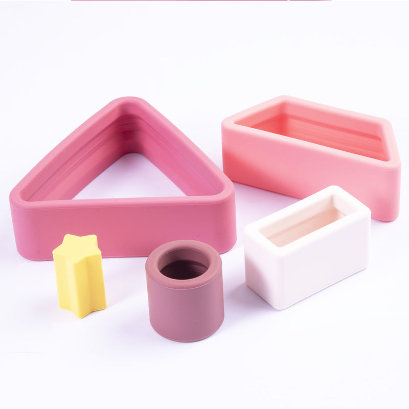 Juguete Montessori Geometria Silicona Rosa, Bebesit