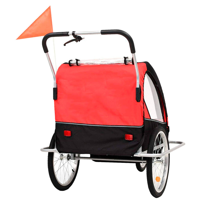 Carro arrastre trailer para bicicletas 2 niños BeRide Rojo