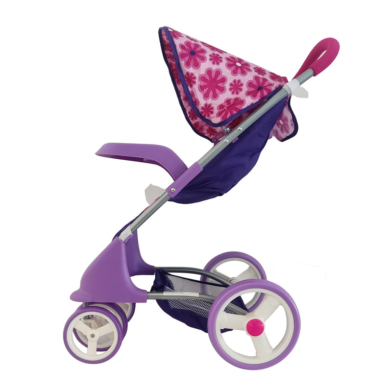 Juguete Muñeca Coche travel con cuna flores