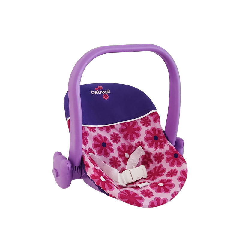 Juguete Muñeca Coche travel con cuna flores