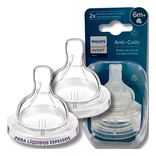 2 Tetinas Anticolic Liquidos Espesos 6m+, Philips Avent