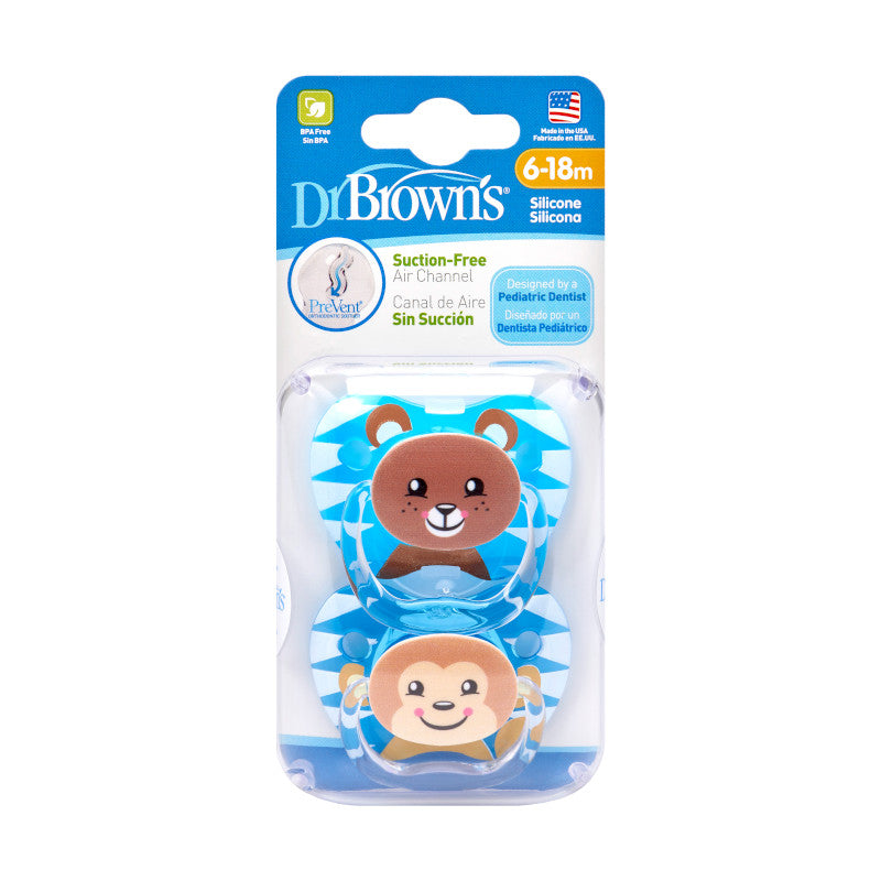 Chupete Prevent Dia 6-18M 2UN Azul, Dr.Brown&