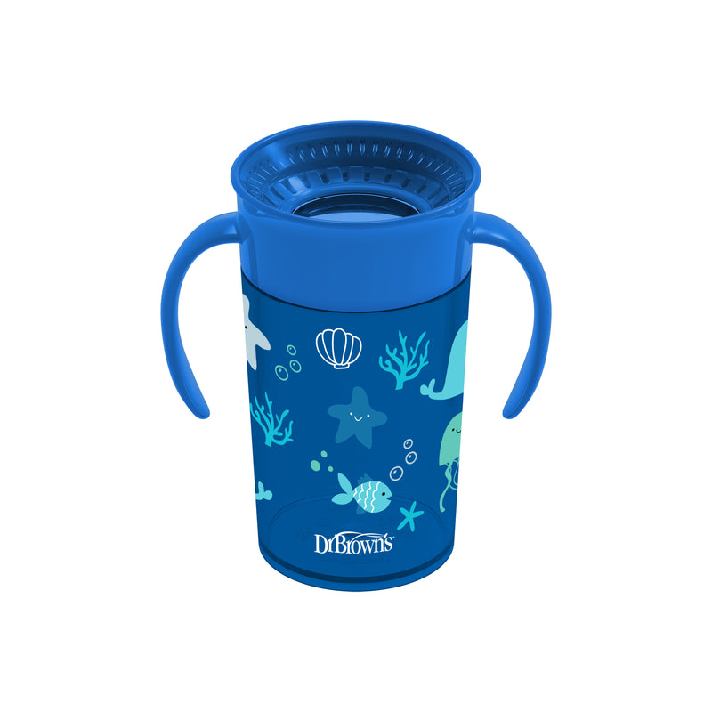 Vaso 360° con asas 300ml 9M+ Azul, Dr.Brown&