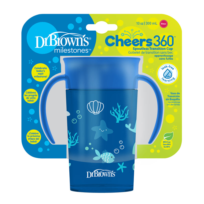 Vaso 360° con asas 300ml 9M+ Azul, Dr.Brown&