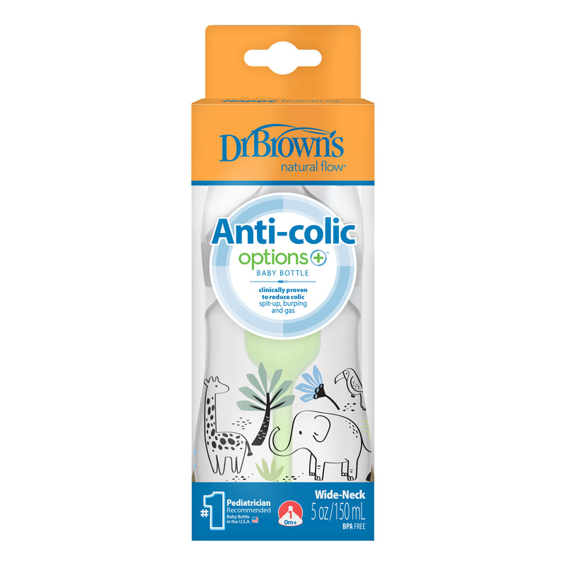 Mamadera Anticólico Boca Ancha 150ml Elefante & Jirafa, Dr.Brown&