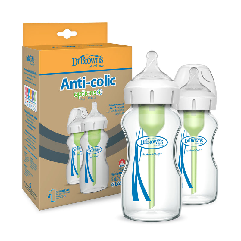 Pack 2 Mamaderas Anticólico Boca Ancha Vidrio 270ml, Dr.Brown&