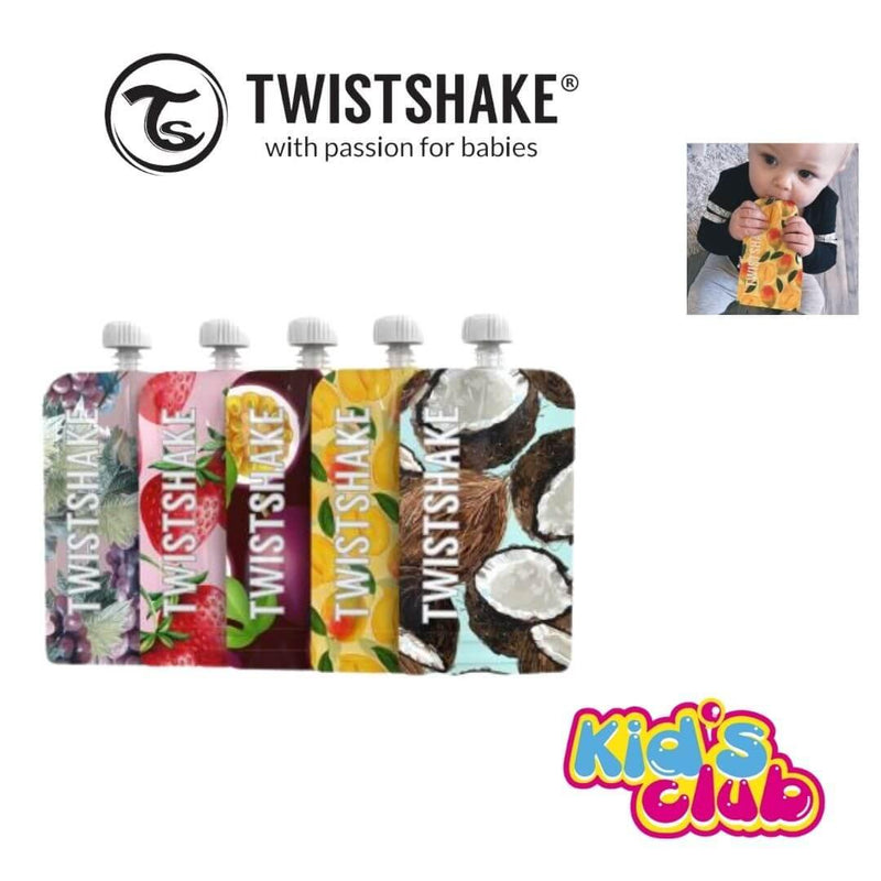 Bolsas Twistshake Squeeze Bags 220ml 5 uns Tropical - KIDSCLUB Tienda ONLINE