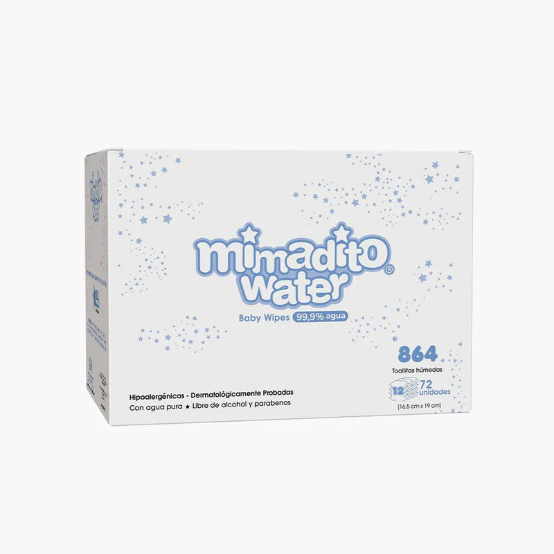 Caja 12 toallitas húmedas premium Water , 72 uds c/u, Mimadito - KIDSCLUB Tienda ONLINE