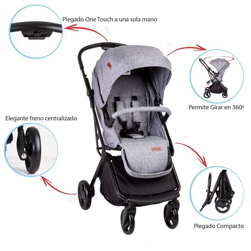 Coche Travel System Swift 360 Gris, Bebesit - KIDSCLUB Tienda ONLINE