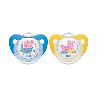 NUK Chupetes Peppa Pig, ETAPA · 18-36 meses (pack 2 unidades) Rosado / Azul - KIDSCLUB Tienda ONLINE