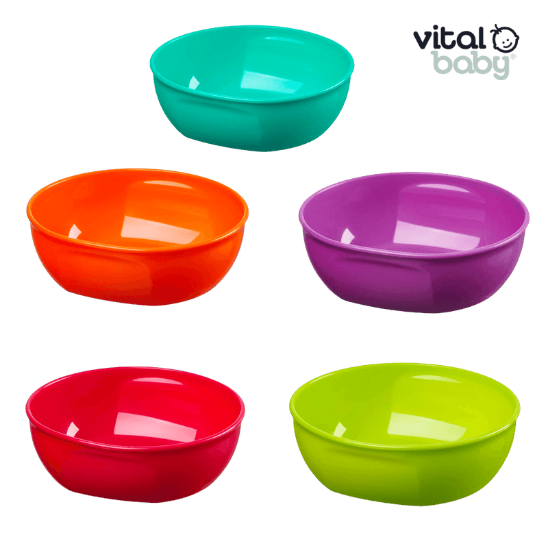 Pack de 5 Platos Tipo Bowls Plásticos, Vital Baby - KIDSCLUB Tienda ONLINE