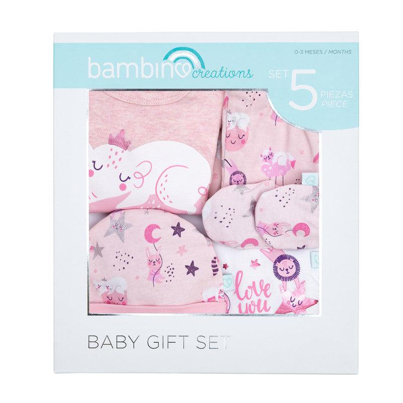 Set 5 Piezas Baby Gift Creations Animales Rosado, Bambino - KIDSCLUB Tienda ONLINE