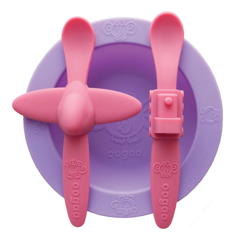 Set bowl y cucharas silicona Morado/Rosado, Oogaa - KIDSCLUB Tienda ONLINE