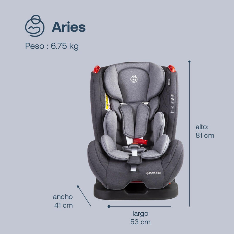 Silla de Auto Convertible Aries Gris claro, Bebesit - KIDSCLUB Tienda ONLINE