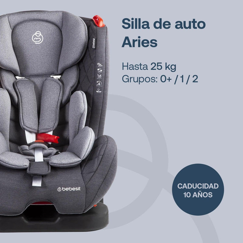 Silla de Auto Convertible Aries Gris claro, Bebesit - KIDSCLUB Tienda ONLINE