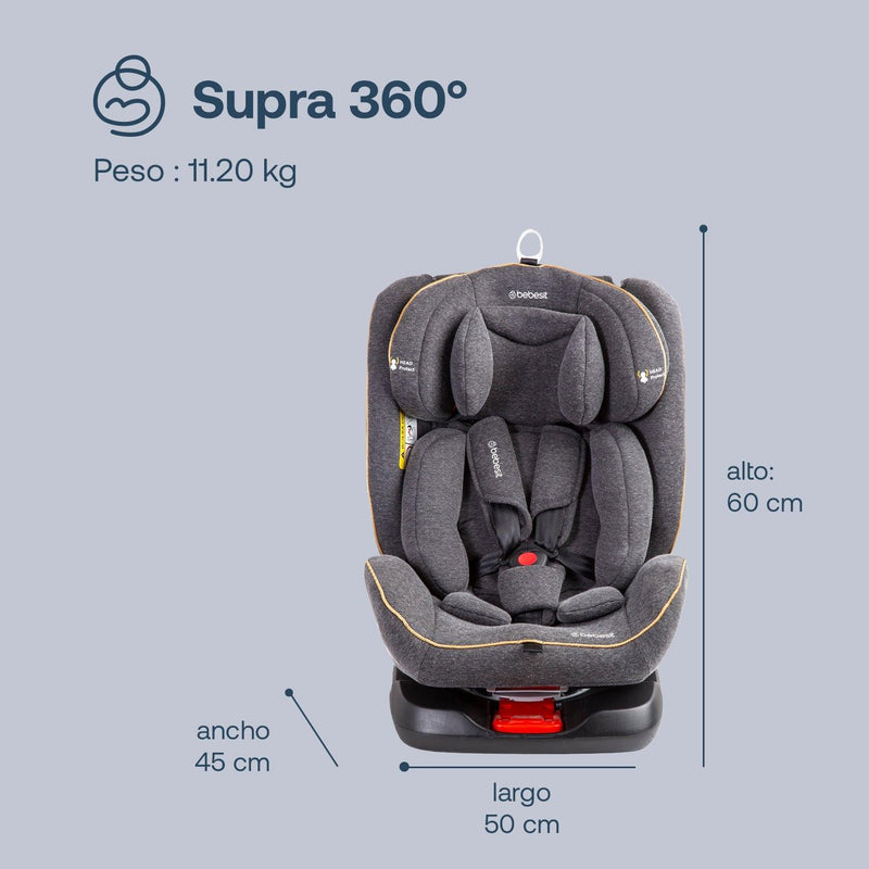 Silla de Auto Convertible Supra 360° Dark Gris, Bebesit - KIDSCLUB Tienda ONLINE