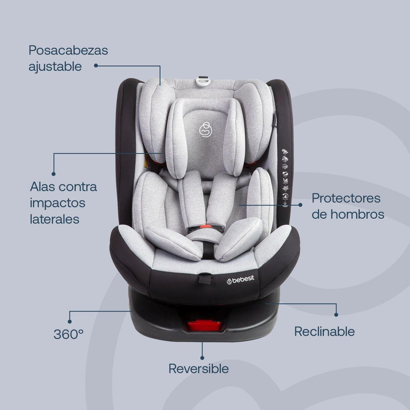 Silla de Auto Saturn Gris claro, Bebesit - KIDSCLUB Tienda ONLINE