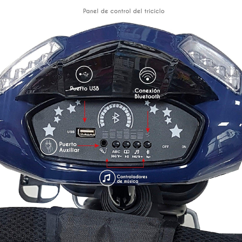 Triciclo Bluetooth RS-4080-1 Azul, Bebeglo - KIDSCLUB Tienda ONLINE