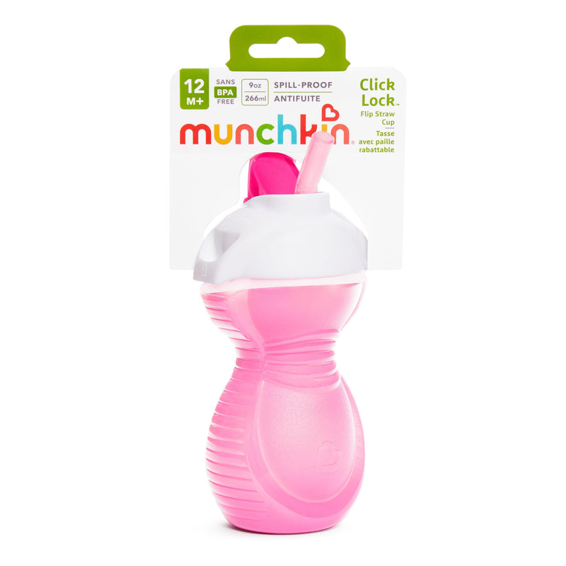 Vaso antiderrame c/bombilla flip click & lock 266 ml, Munchkin - KIDSCLUB Tienda ONLINE